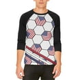 thumbnail image 1 of 4th of July USA World Cup Soccer Ball Mens Raglan T Shirt White-Black X-LG, 1 of 2