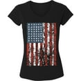 thumbnail image 1 of 4th of July V neck Shirt for Women - S M L XL 2XL - American Flag Distressed V-neck Graphic Tee, 1 of 2