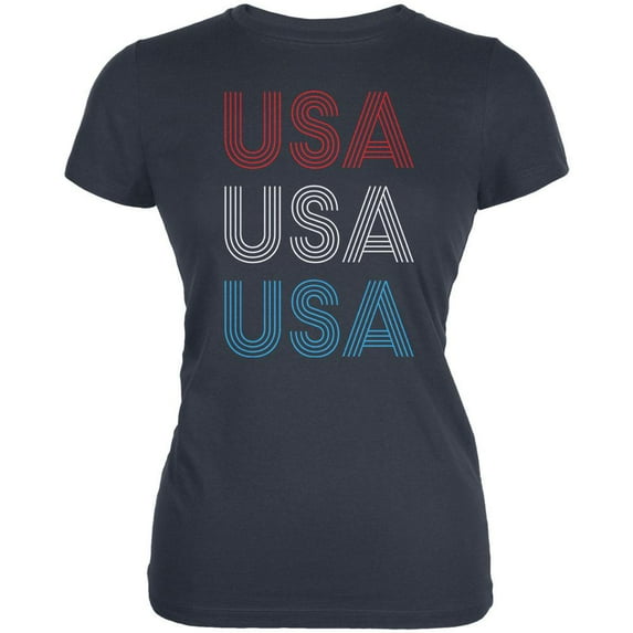 4th of July Vintage 70's Paralines USA Juniors Soft T Shirt Indigo Blue X-LG