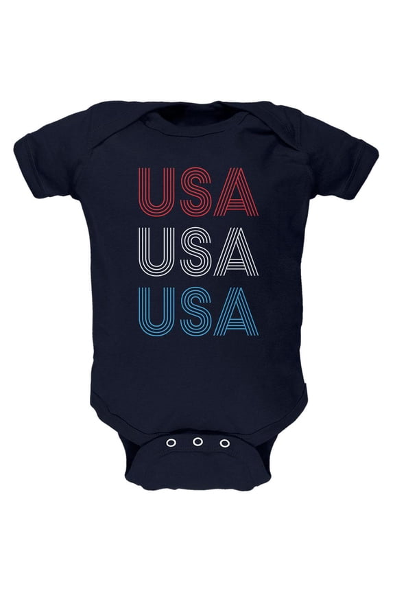 4th of July Vintage 70's Paralines USA Soft Baby One Piece Navy 0-3 M