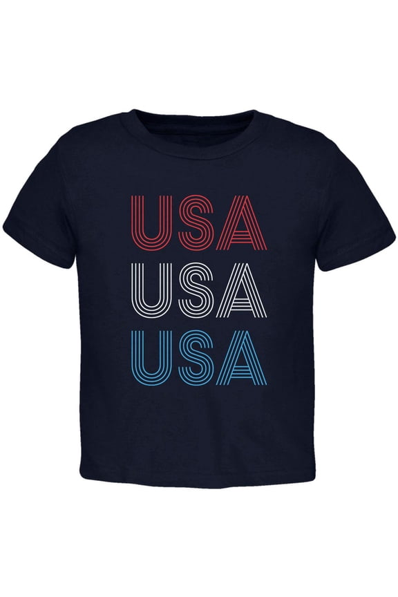 4th of July Vintage 70's Paralines USA Toddler T Shirt Navy 4T