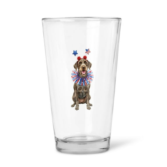 4th of July Wirehaired Pointing Griffon Celebrates Independence Day 16oz Pint Beer Glass Mug Dog Lover Beer Glasses Cup - 12010