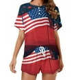thumbnail image 1 of 4th of July Women's Ruffle Short Sleeve Tops And Shorts Cute Peeps Bunny Pajamas Sets, 1 of 7
