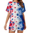 thumbnail image 1 of 4th of July Women's Ruffle Short Sleeve Tops And Shorts Cute Peeps Bunny Pajamas Sets, 1 of 7