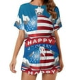 thumbnail image 1 of 4th of July Women's Ruffle Short Sleeve Tops And Shorts Cute Peeps Bunny Pajamas Sets, 1 of 7