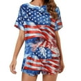thumbnail image 1 of 4th of July Women's Ruffle Short Sleeve Tops And Shorts Cute Peeps Bunny Pajamas Sets, 1 of 7