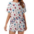 thumbnail image 1 of 4th of July Women's Ruffle Short Sleeve Tops And Shorts Cute Peeps Bunny Pajamas Sets, 1 of 7