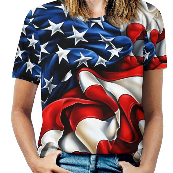 4th of July Women's Short Sleeve Tops Casual Blouses T Shirt