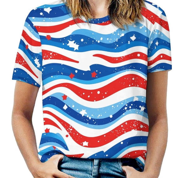 4th of July Women's Short Sleeve Tops Casual Blouses T Shirt