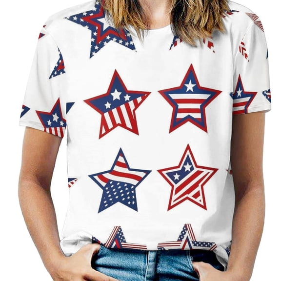 4th of July Women's Short Sleeve Tops Casual Blouses T Shirt