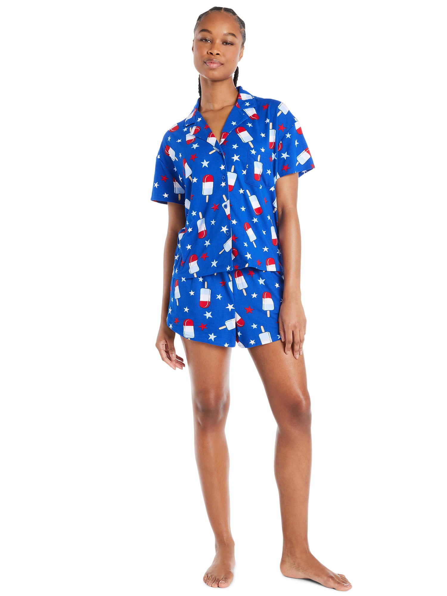 Way to Celebrate Women s Americana Shorty Pajama Set 2 Piece Sizes XS to 3X Walmart