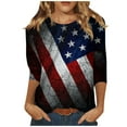 thumbnail image 1 of 4th of July Womens American Flag Shirt USA Star Stripes Fourth July Tee Shirts Loose Patriotic T-Shirts 3/4 Sleeve Patriotic Tunic Tops, 1 of 6