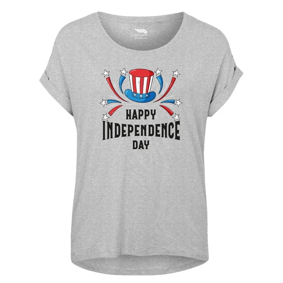 4th of July Womens Crewneck Shortsleeve Cotton TShirt - Independence Day Basic Printed Patriot Shirts