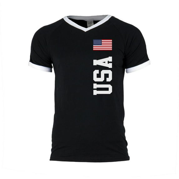 4th of July World Cup USA Mens Soccer Jersey V-Neck T-Shirt