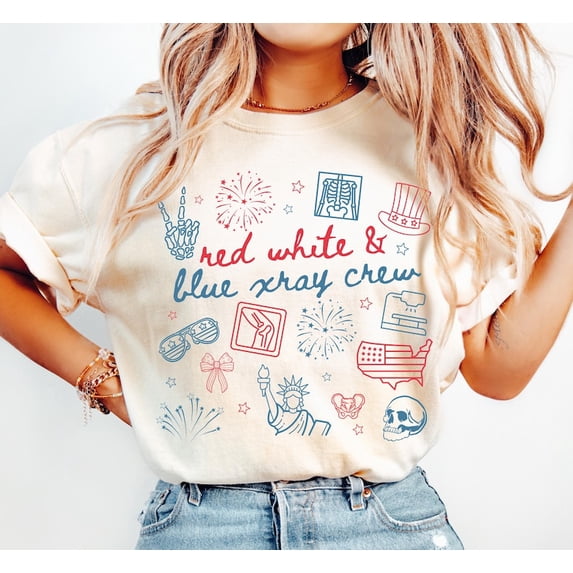 4th of July X-Ray Tech Shirt, Patriotic Radiology Tee, July 4th T-Shirt, USA Rad Tech Independence Day Gift for Medical Staff