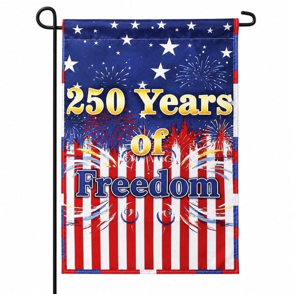 4th of July Garden Flag 12x18 Inch, Double-Sided Red White Blue Yard Decor for Porch Lawn Patio Independence Day Memorial Day Ddecorations(Style 1)