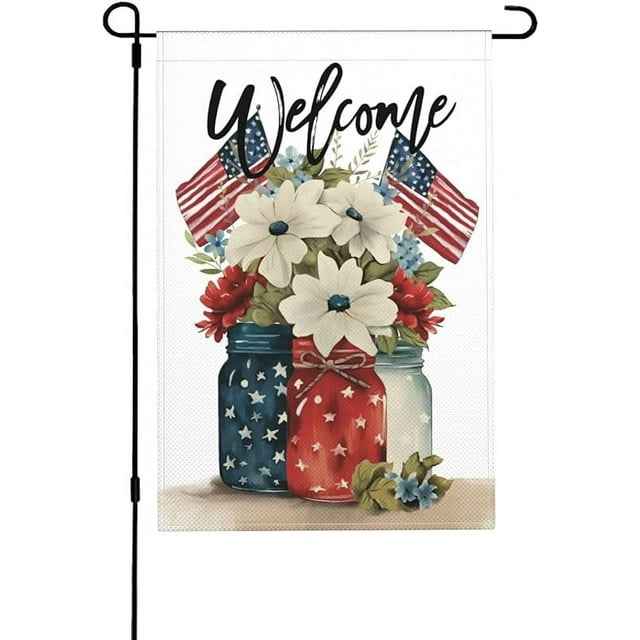 4th of July flotal Garden Flags 12 x 18 Inch Double Sided American Flag ...