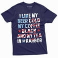 thumbnail image 1 of 4th of July funny shirt cold beer black coffee tea in the harbor funny fourth of July shirt (3X-Large Navy Blue), 1 of 7