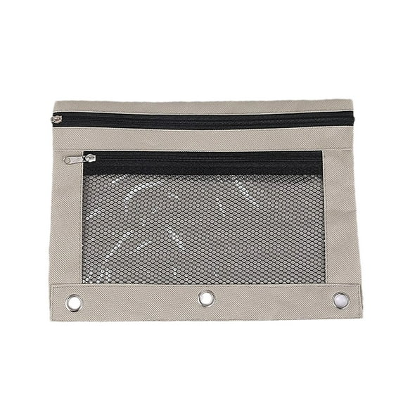 Pencil Pouch for 3 Ring Binder, Zipper Pencil Pouches for Office, Clear Window Binder Pencil Pouch, 3 Ring Pencil Case, Grey