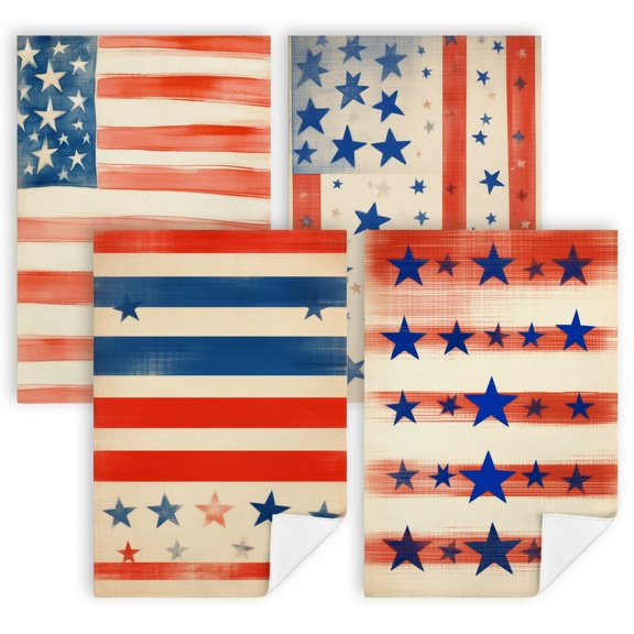4th of july towels an american flag painted in watercolor on a white background kitchen towels 4 Pack 16"x24" july fourth decor