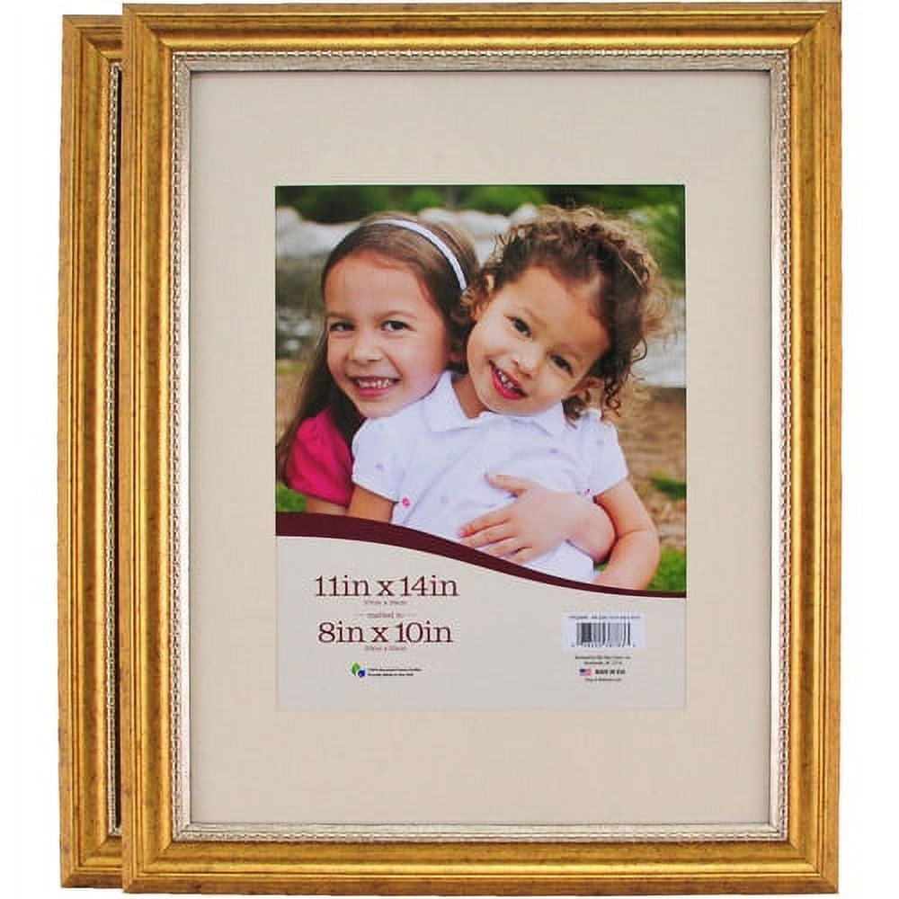 4w Gold 11x14 Frame Matted To 8x10, S/2