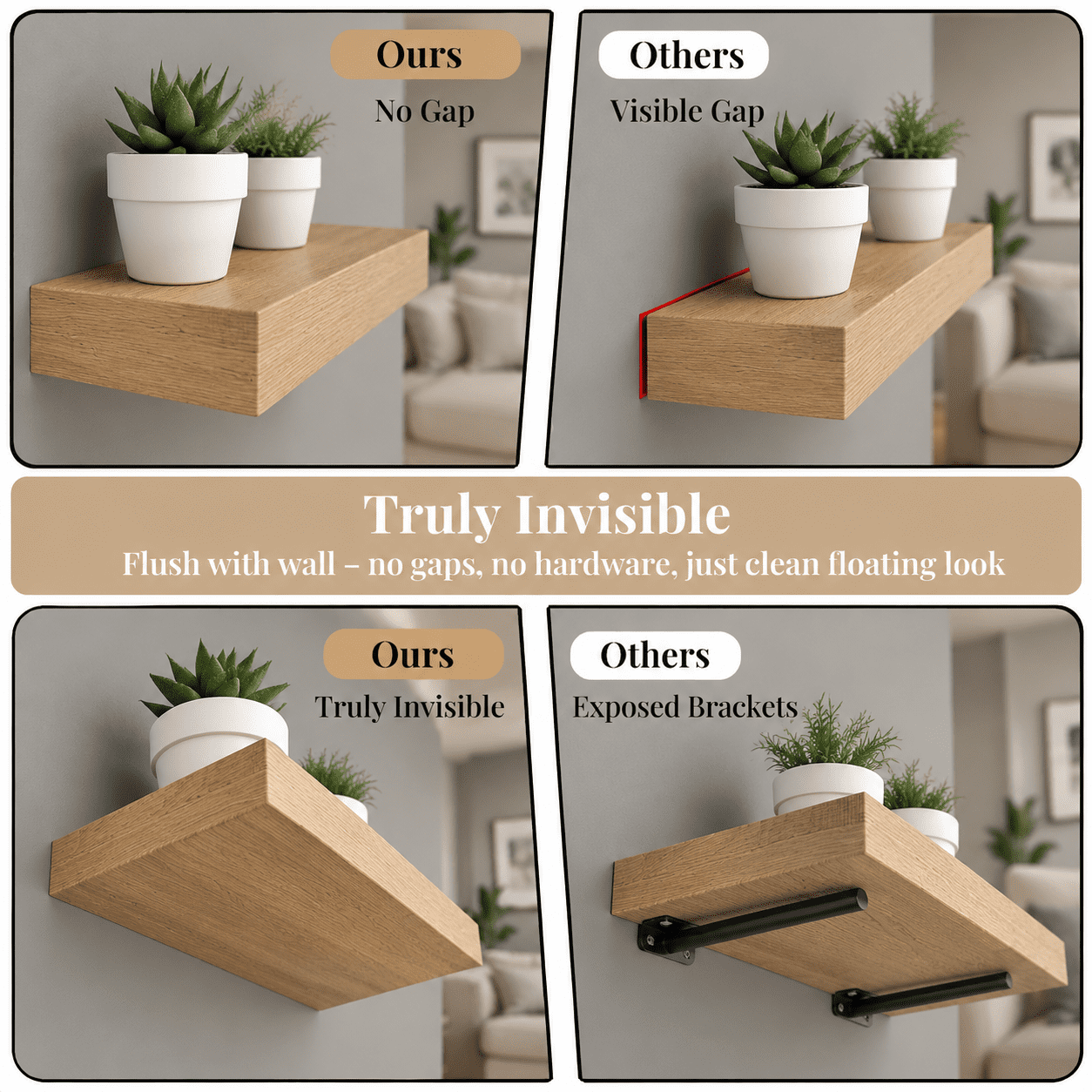 4wall Shbrackets Heavy Duty Floating Bracket Invisible Black Shelving ...