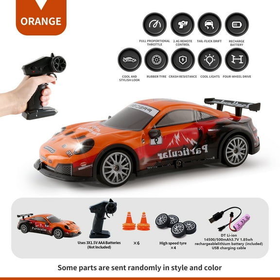 4wd drift remote control racing car, high speed rc car with led lights and multiplayer mode