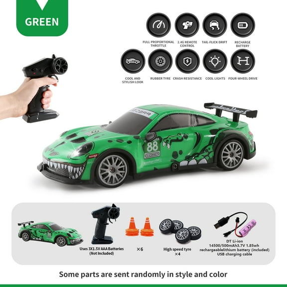 4wd drift remote control racing car, high speed rc car with led lights and multiplayer mode