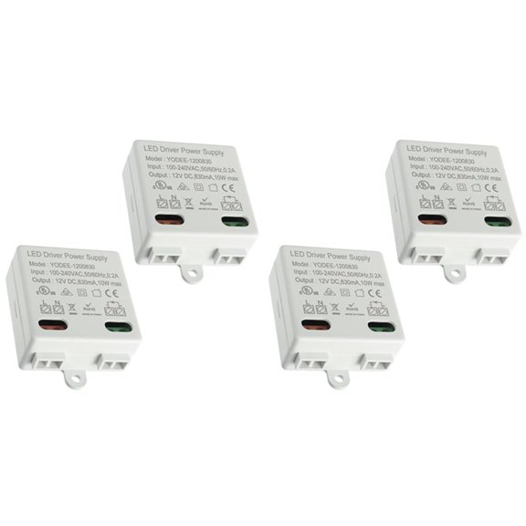 4x 12 V/DC 10W Mini LED Transformer LED Transformer Mini for 12 V LED Lights and Stripe No Minimum Load Requirements