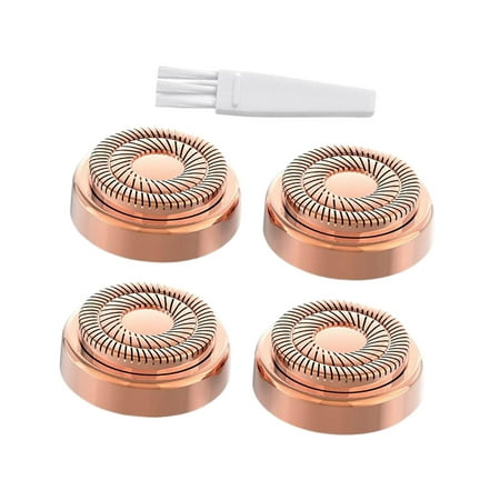 4x 18K Rose Goldplated Replacement Heads Hair Removal Tool with Cleaning Brush for Facial Hair Remover Generation 2