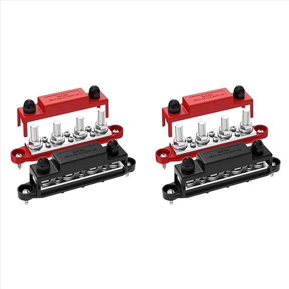 4x 250A 12V Bus Bar Battery Power Distribution Block Car Audio 12 Volt DC Busbar 4 X 3/8Inch Posts 6 8 Screws