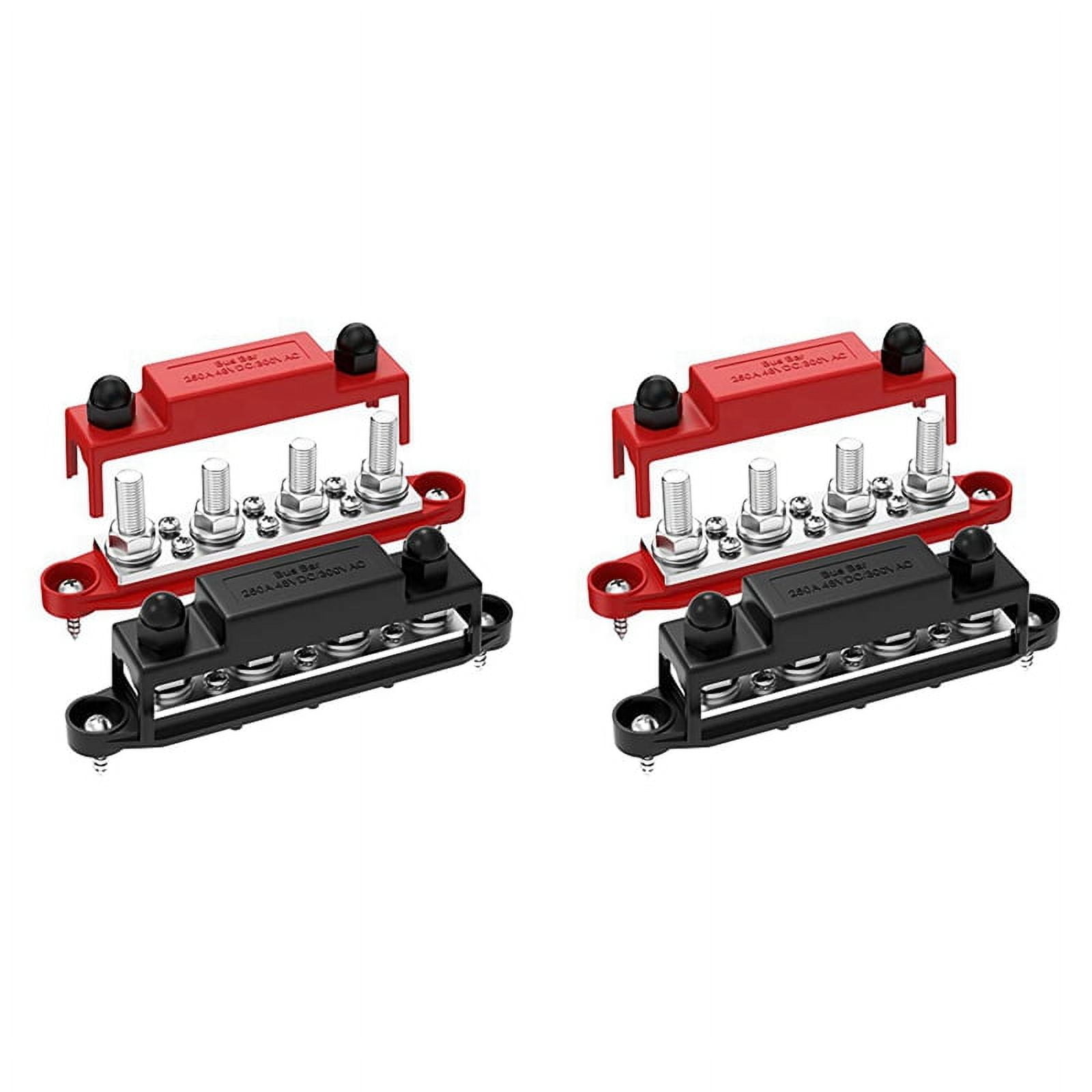 Joinfworld 400A Bus Bar 12V Power Distribution Block With 4 X 5/16" M8  Stud Dual Battery Bus Bar 48v Dc Marine Terminal Distribution Block Automotive Car S - View #6