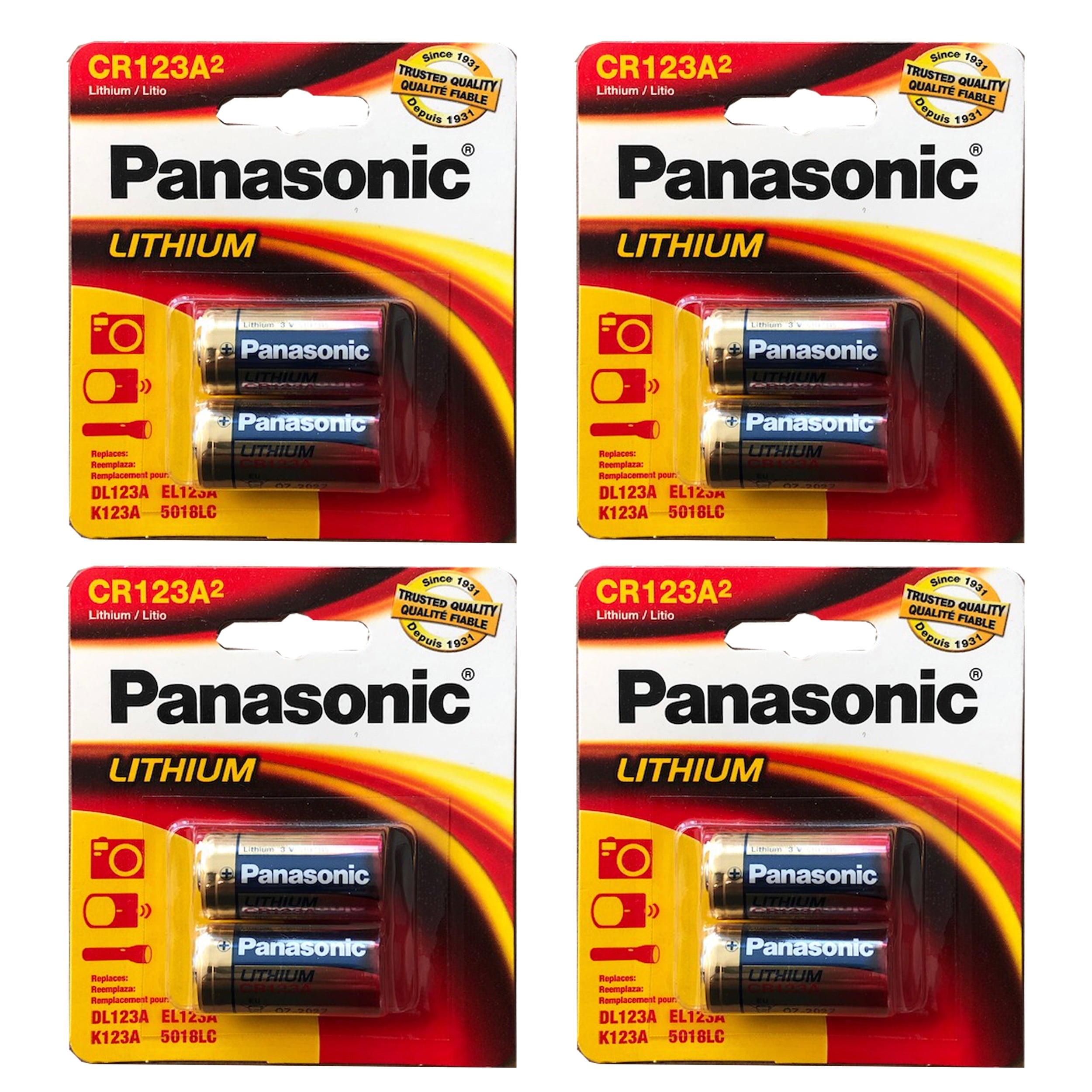 4x 2pk Panasonic 3V CR123 Photo Battery Compatible with 5018LC BR2/3A VL123A