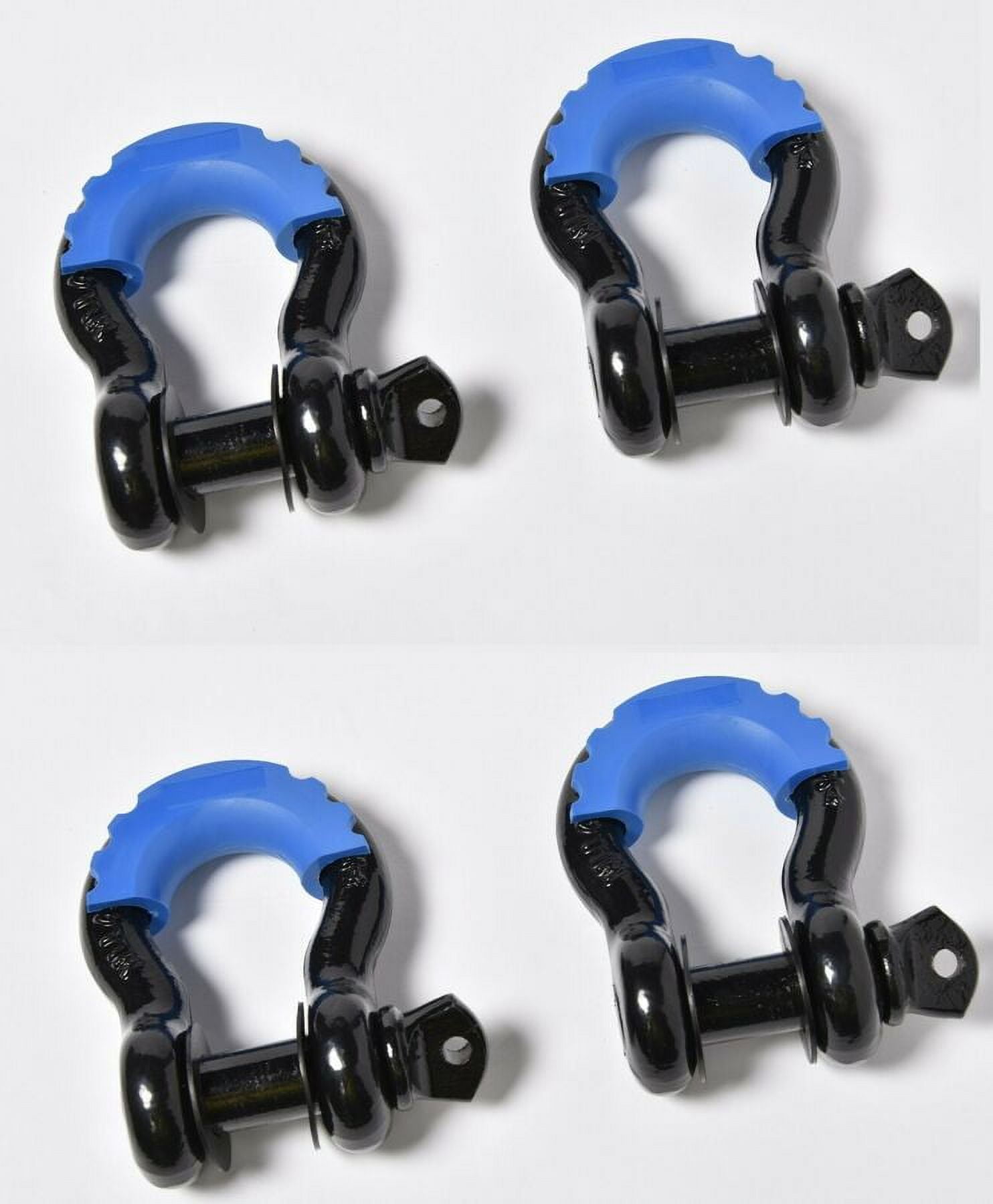 2x 3/4" Black D-Ring Bow Shackles - 10,500 Lbs Capacity, Powder Coated, No Noise