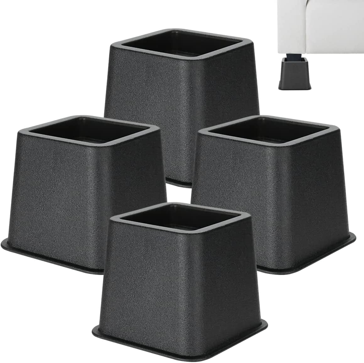 4x 3 inch PP Bed Chair Risers Feet Leg Lift Furniture Raisers Stand