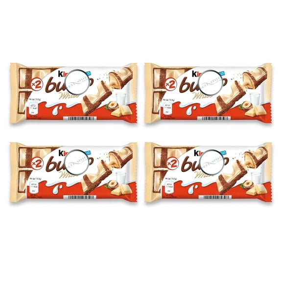4x 39g Bueno White Chocolate Bars White Chocolate Covered Wafer with Smooth Milky and Creamy Hazelnut Filling Bundled by GetInStyle Shop