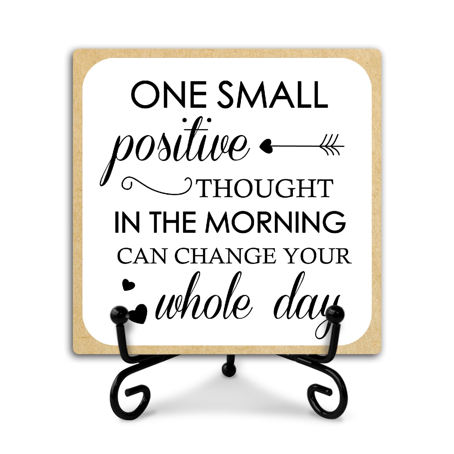 4x 4" Inspirational Positive EC36 Thought Wood Plaque Signs, Rustic