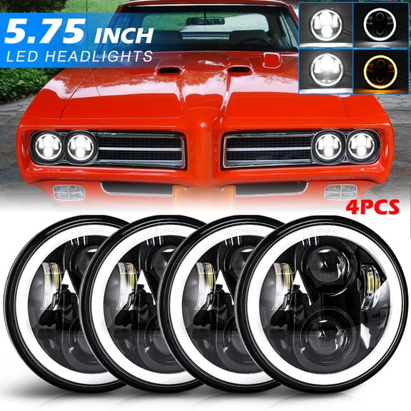 4x 5 3/4" 5.75" LED Headlights HI/LO DRL for GTO Grand Prix Firebird Fury