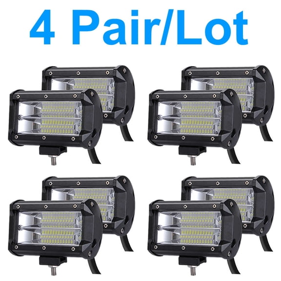 4 Pair Aluminum 5" inch 2 Row 6000K LED Offroad Light Bars Driving Work Fog Lamp for Motors ATV SUV Trucks Camping Lighting