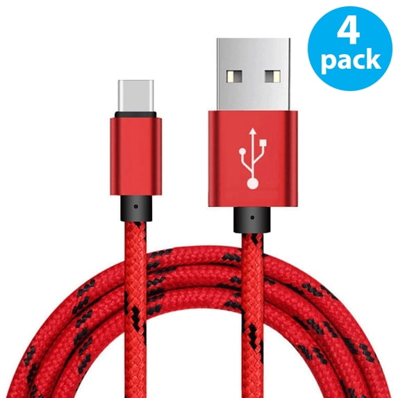 4x 6FT USB Type C Cable Fast Charging Cable USB-C Type-C 3.1 Data Sync Charger Cable Cord For Samsung Galaxy S10 S9 S9+ Galaxy S8 S8 Plus Nexus 5X 6P OnePlus 2 3 LG G5 G6 V20 HTC M10 Google Pixel XL
