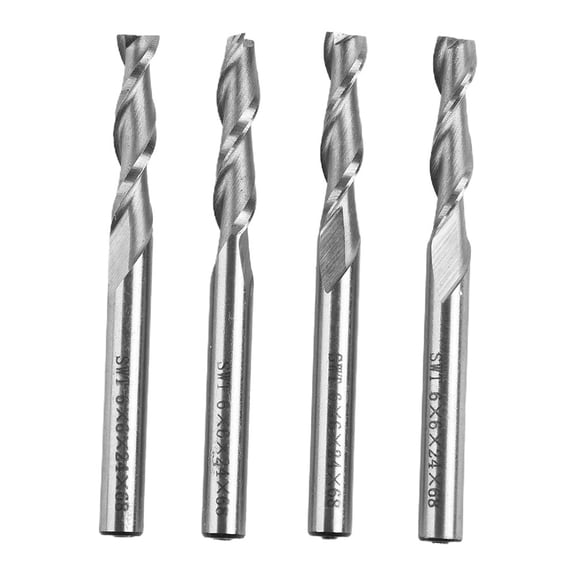 4x 6mm Extra-Long End Mill Double 2 Flute Spiral Bit HSS-Aluminium CNC Cutter UK