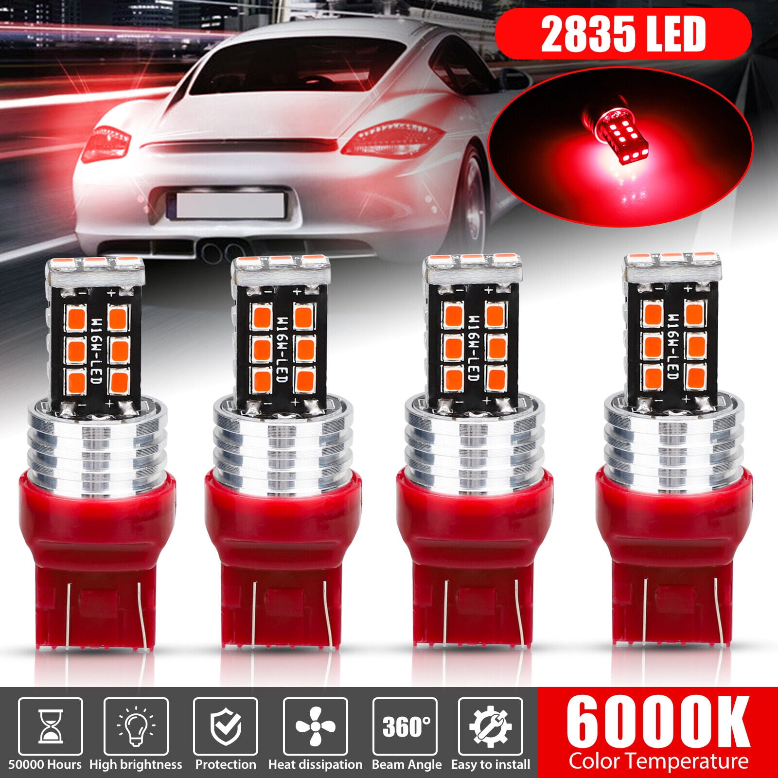 4x 7443 7440 Strobe LED Flashing Blinking Brake Light Tail Stop Parking