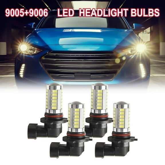 4x 9005 9006 LED For combo Headlight Bulbs High Low Beam Kit 6500K Xenon Super White