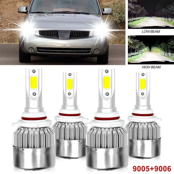 4x 9005 9006 LED Headlight Bulbs For Buick Lucerne 2006-2011 6000K White 9005/HB3 High Beam+9006/HB4 Low Beam Replace