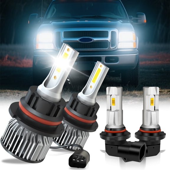 4x 9007 9145 LED Headlight Hi/Low Fog Light Bulbs Kit 6000K For Ford Excursion 00-04