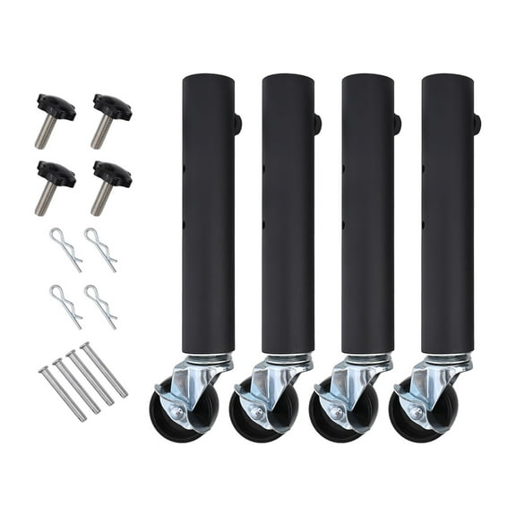4x Adjustable Spring Loaded Wooden Gate Caster Wheels with Mounting Plate