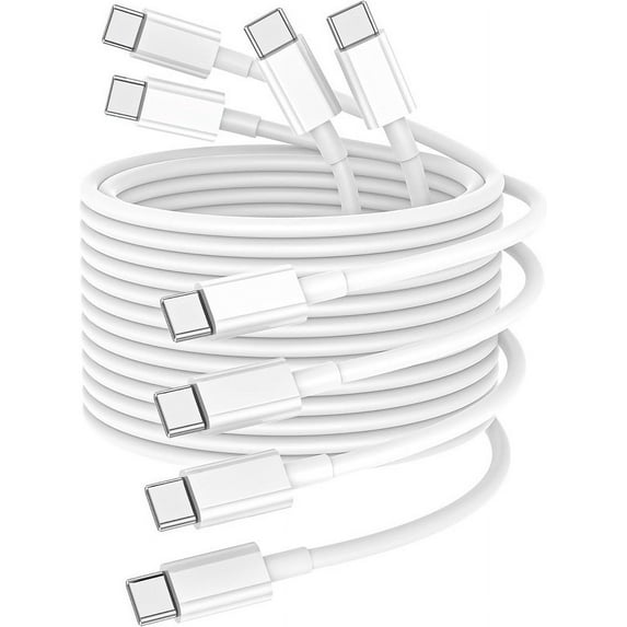 4 Pack Afflux USB-C to USB-C PD Fast Charger OEM Charging Cable Compatible with iPhone 16 /15 Pro Max Plus / Samsung Galaxy S25 S24 S23 S22 Ultra / iPad Pro / Universal for all Type-C (6ft, White)