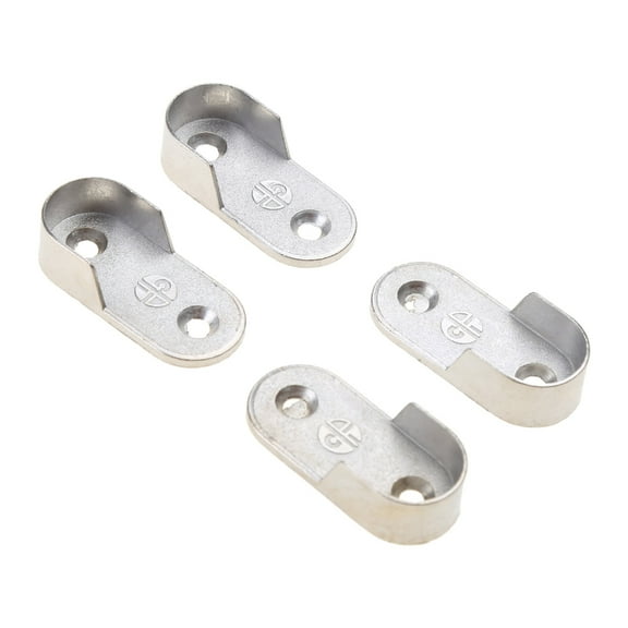 4x Alloy-Oval Wardrobe Hanging-Rail Support Wardrobe Rod Socket Fitting Round Brackets Thicken Metal Closet Rod Brackets
