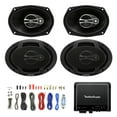 thumbnail image 1 of 4x Alpine SPJ-691C3 6 x 9" Inch Coaxial 400 Watt 3-Way Speaker, Rockford Fosgate R500X1D 500W RMS Prime Series Class D Amplifier, Enrock Audio 8 Gauge Complete Amplifier Wiring Installation Kit, 1 of 5