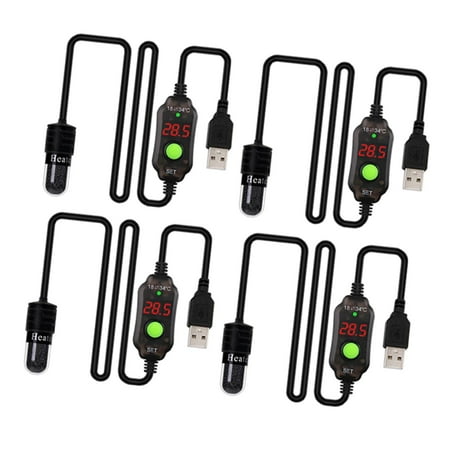 4x Aquarium Heater Fish Tank Mini Submersible Heater Turtle Rod with Temperature Display Temperature Controller Frogs Newts Turtles